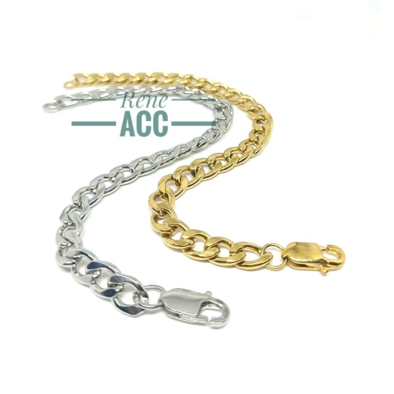 Gelang Rantai Pria wanita Titanium 100% Anti karat Aksesoris