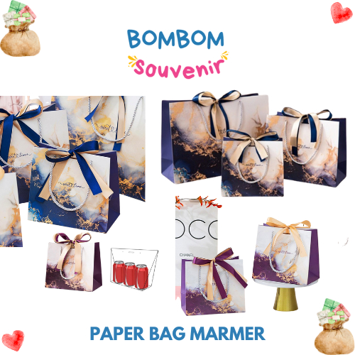 

PAPER BAG MOTIF MARMER MARBLE + PITA GIFT TAS KADO HAMPERS