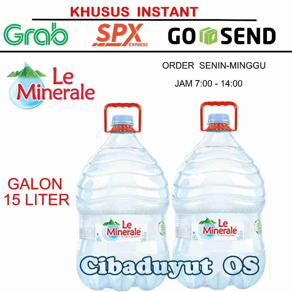 

GALON LE MINERALE GALON 15liter AIR MINUM MINERALE KEMASAN KHUSUS INSTAN AMDK