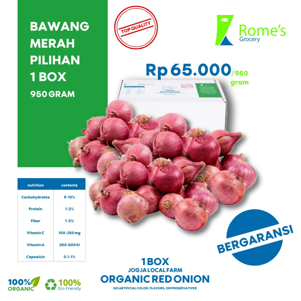 

Bawang Merah | 950 Gram | Fresh&Organik | Bergaransi | Rome’s Grocery