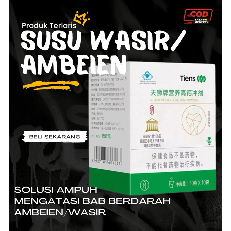 

OBAT CHINA KALSIUM UNTUK AMBEIEN DAN WASIR ISI 10 SACHET SEGEL ORIGINAL DAN BPOM