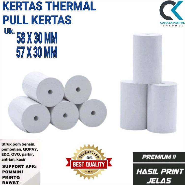 

Hemat Harga KERTAS KASIR THERMAL EDC 58x357x3 PAKET 1 ROLL1 PACK