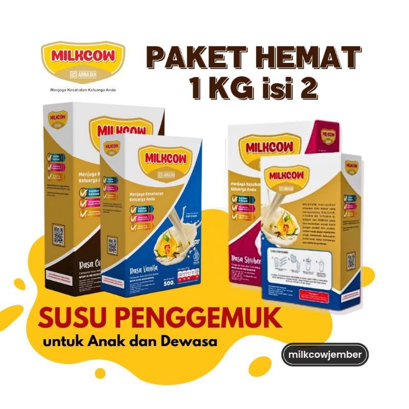 

PAKET HEMAT MILKCOW 1Kg Isi 2 Box Susu Gemuk Badan Anak dan Dewasa Penambah BB