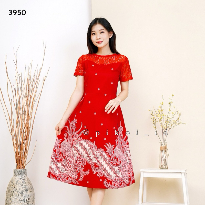Couple batik merah imlek / Sarimbit batik pria wanita /qipao batik top / cheongsam couple / 395 RED 