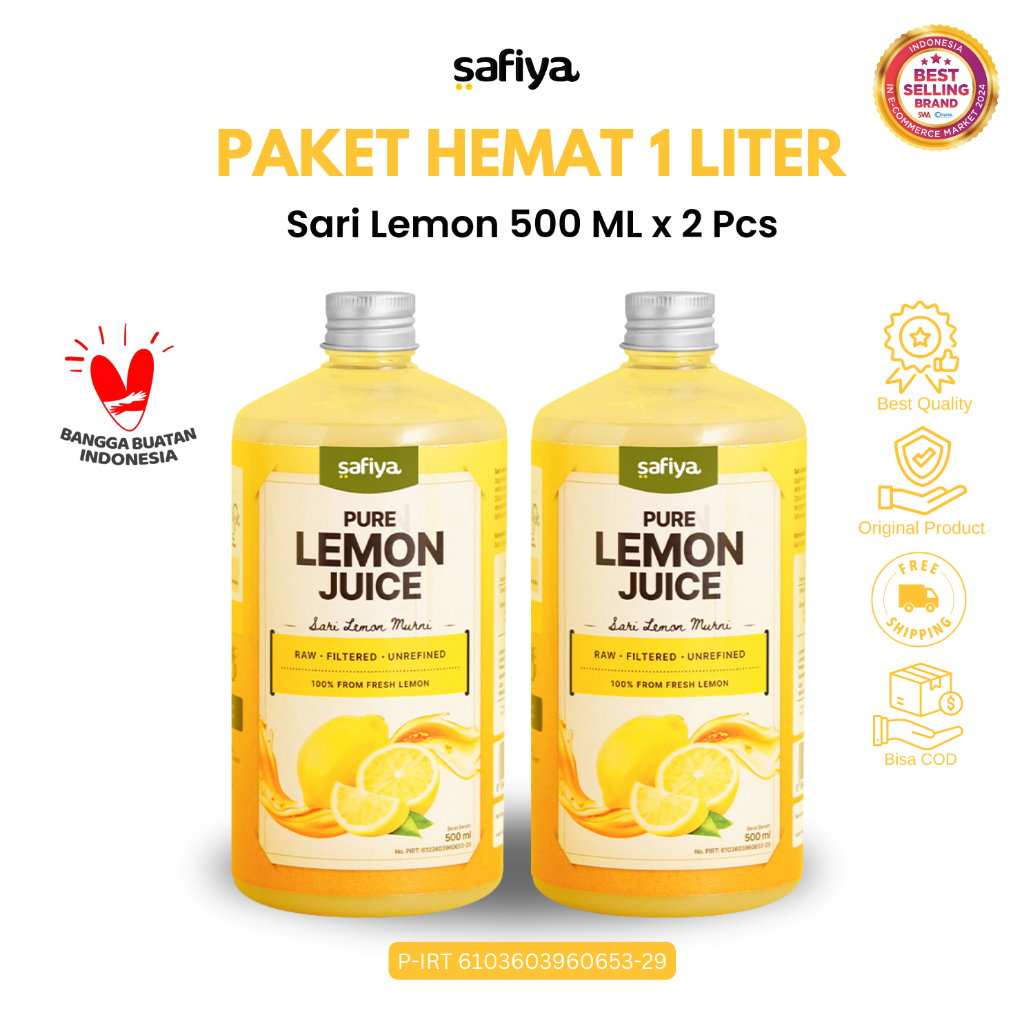 

Safiya Sari Lemon 1 Liter Pure Lemon Juice Fresh 100% Asli