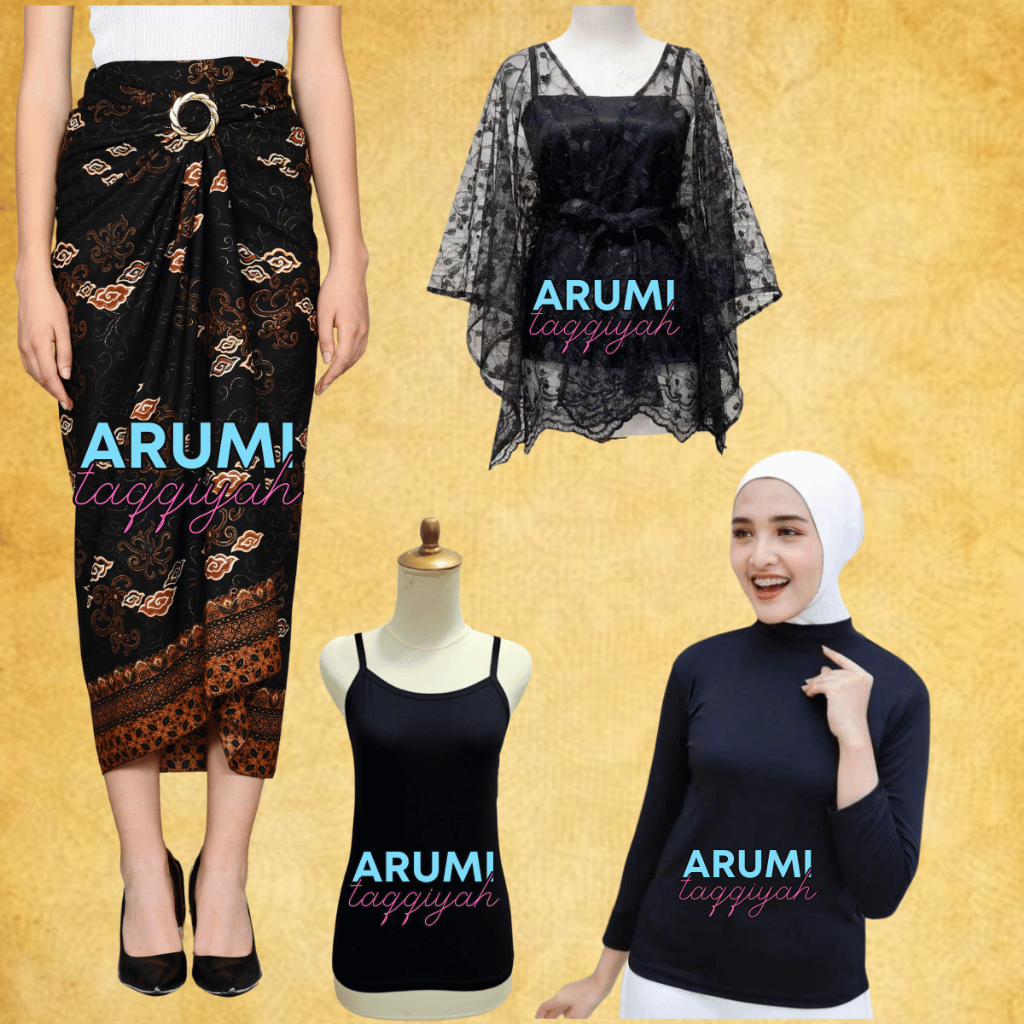 ARUMI BATIK Outfit Atasan Fashion Satu Set Outer brokat cape Brokat Crop Kondangan Pesta Brokat