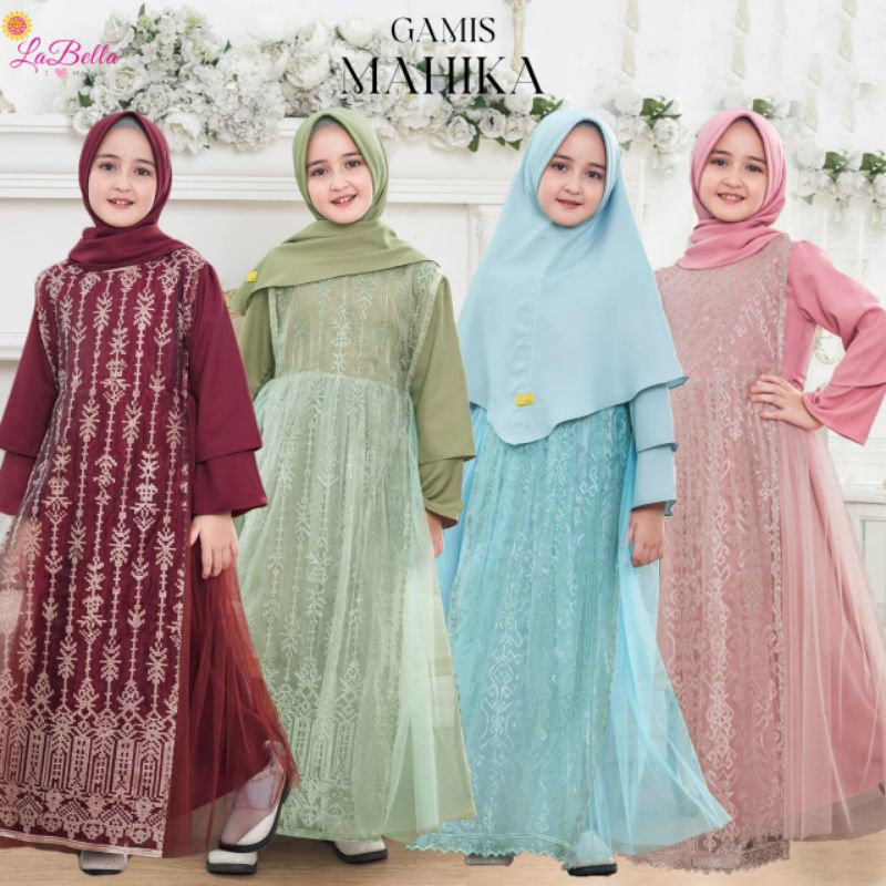 GAMIS PESTA MULAI 6 TAHUN LABELLA MAHIKA MEWAH KONDANGAN MOTIF BATIK ETNIK ORGANZA TULLE TUTU ANAK S