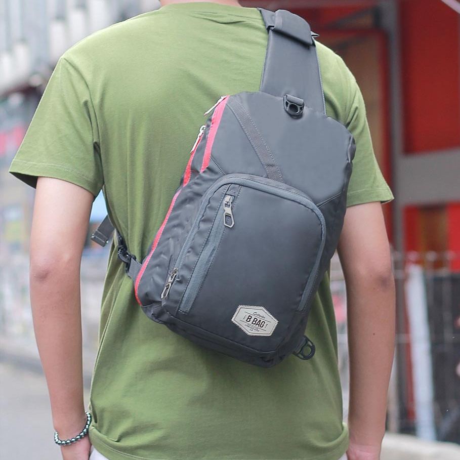 Tas Selempang Crossbody Bag Pria Bahan Bimo Warna Abu
