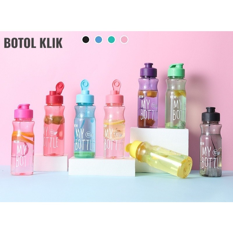 MY BOTTLE FLIP ON Dengan Tali BPA free - Botol My bottle Klik kotak persegi square