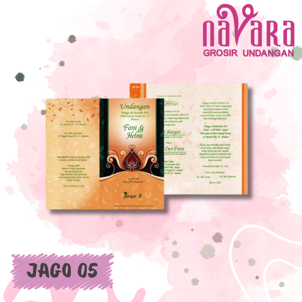 Blangko undangan atau kertas undangan pernikahan merek JAGO 5 dengan bahan kertas BC premium dengan 