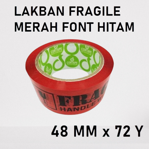 Cortape Lakban Fragile Merah - Hitam