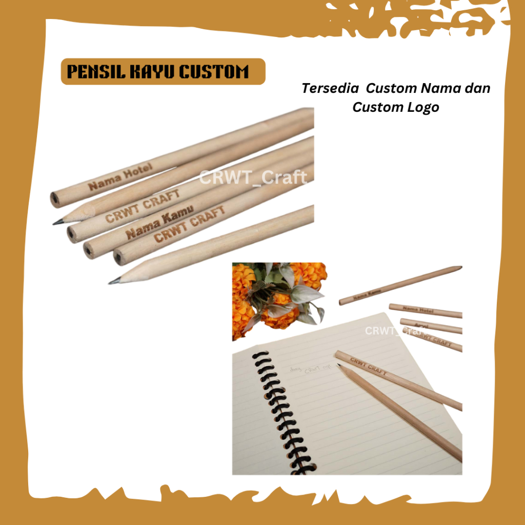 

Pensil kayu custom Nama / Logo Grafir Laser