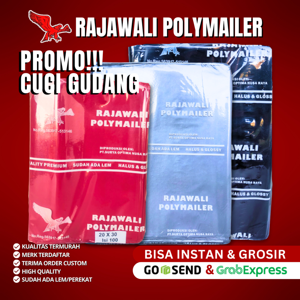 

PROMO-Plastik Polymailer Warna uk/17/20/35/40 isi100pcs Plastik Packing Online Shop Packing Perekat lem Tebal RAJAWALI