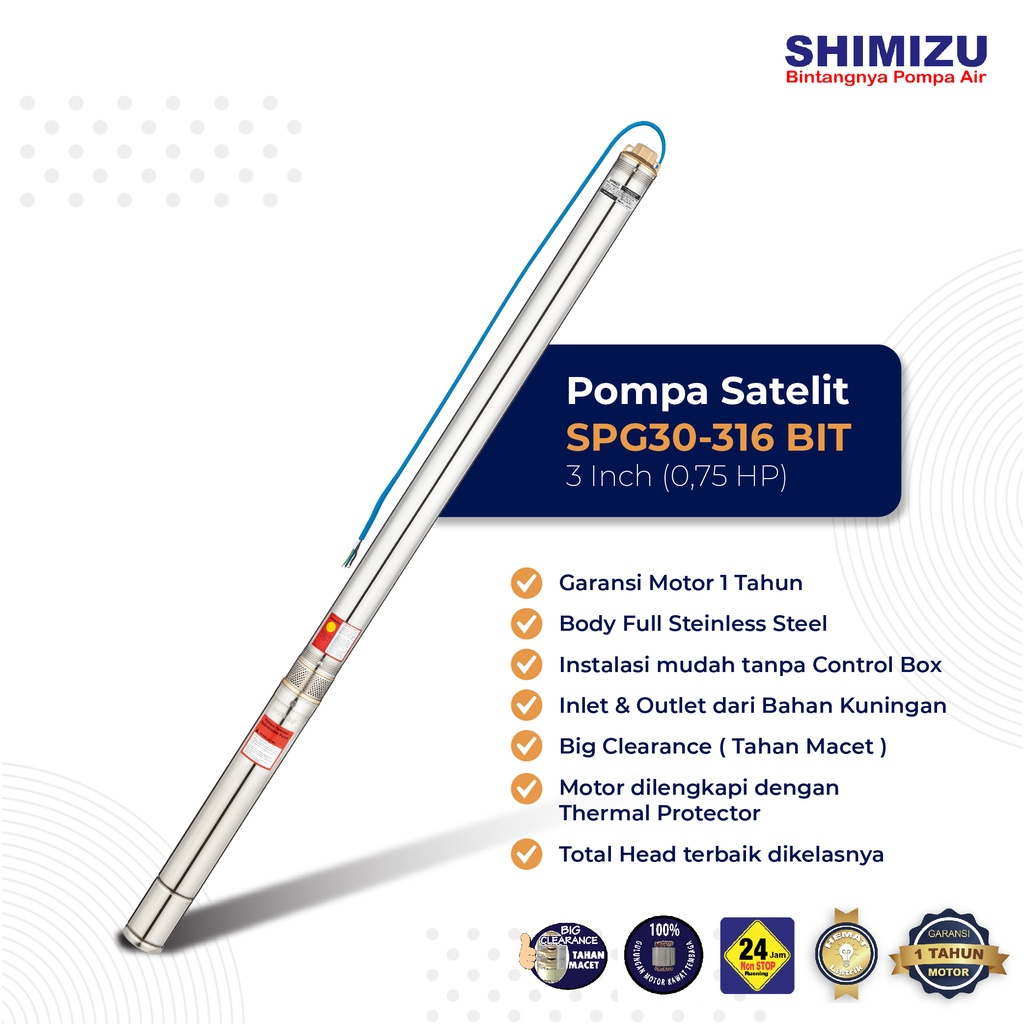 Mesin Pompa Air Celup Sumur Dalam Submersible Shimizu SPG30-316 BIT