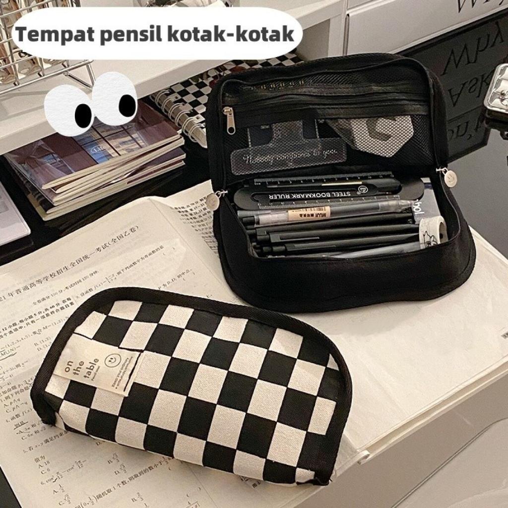 

Tempat Pensil Kapasitas Besar Kanvas Kotak Pensil Sederhana untuk Tas Penyimpanan Alat Tulis Siswa Stationery