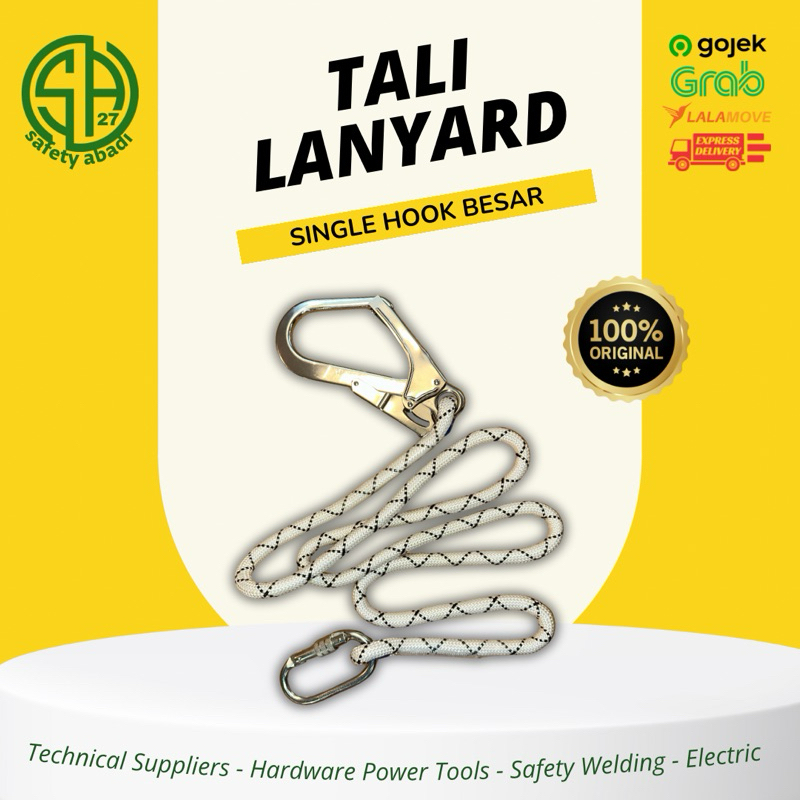

Single Big Hook Besar Lanyard climbing / Tali Safety Lanyard Body Harness Single