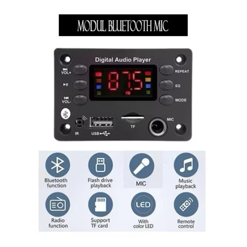 MODUL MP-3 BLUETOOTH DENGAN MIC MP3 KARAOKE