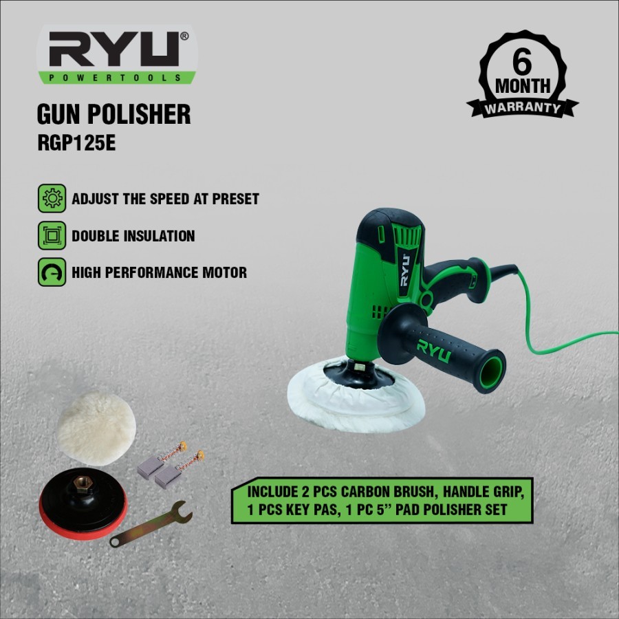 RYU - RGP 125 E GUN POLISHER / MESIN POLES MOBIL  RGP 125 E 440V 5" 4000 RPM