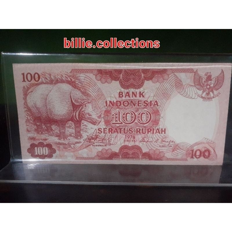 koleksi uang kuno langka 100 rupiah badak tahun 1978 replacement seri X