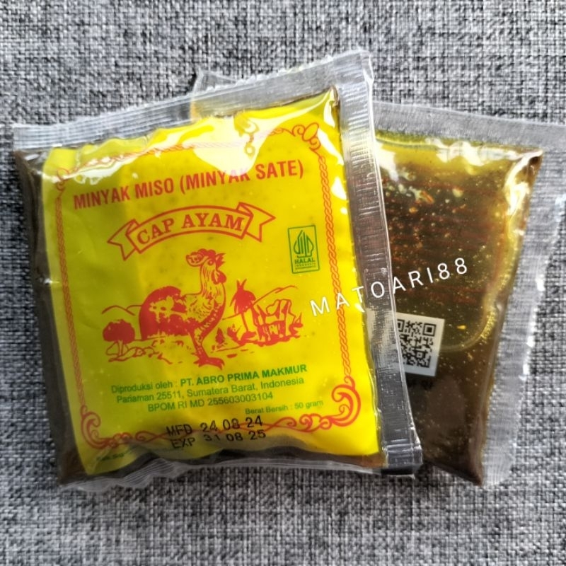 

Bumbu MINYAK MISO (MINYAK SATE) Padang Cap Ayam ABRO Pariaman 50gr