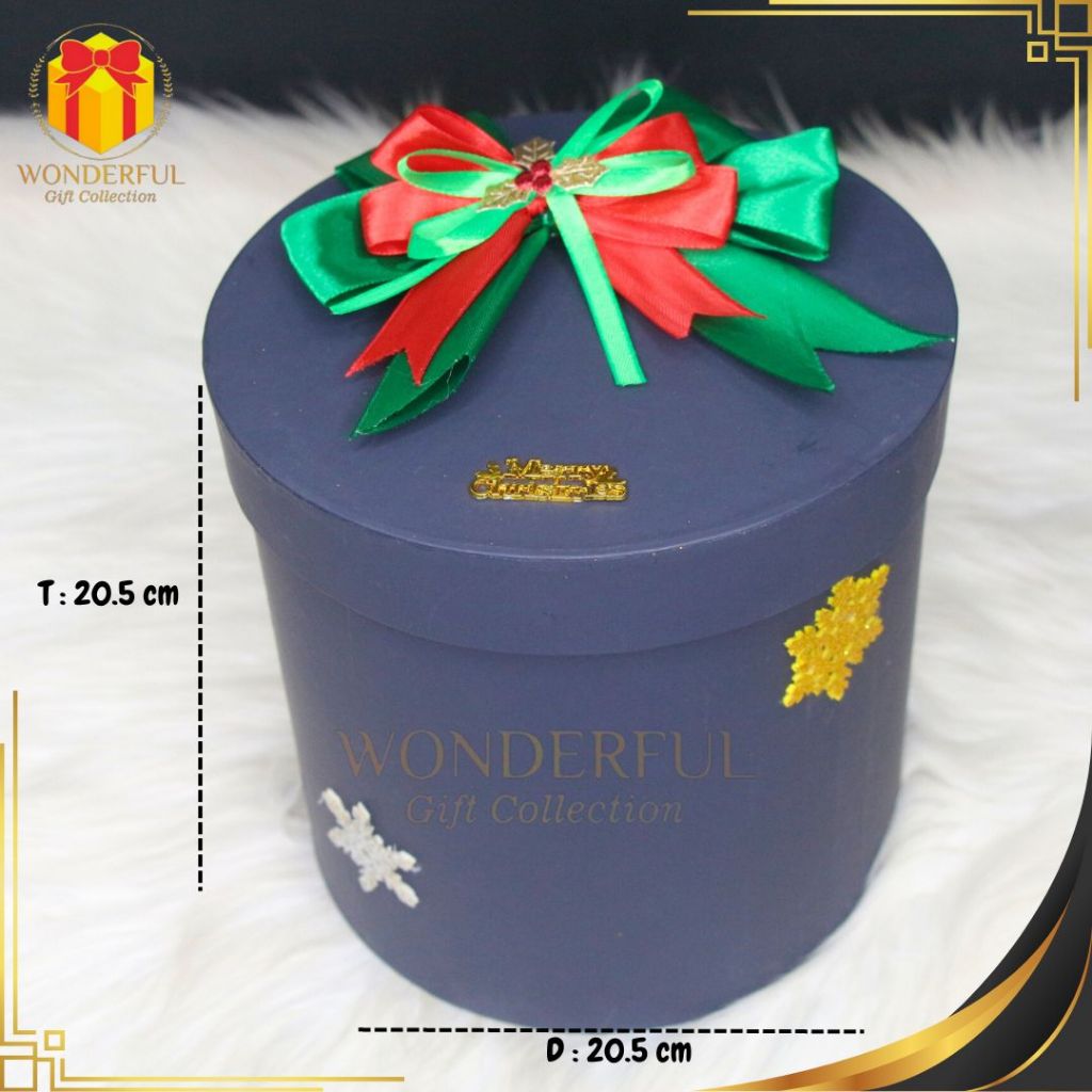 

Hardbox Bulat Hampers Natal /Gift Box Kokoh Dengan Pita Elegan PM-2
