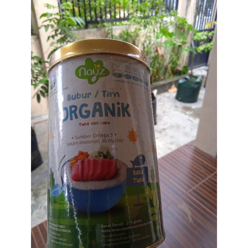 Nayz bubur organik menu 6 (tuna) kemasan kaleng 300gram