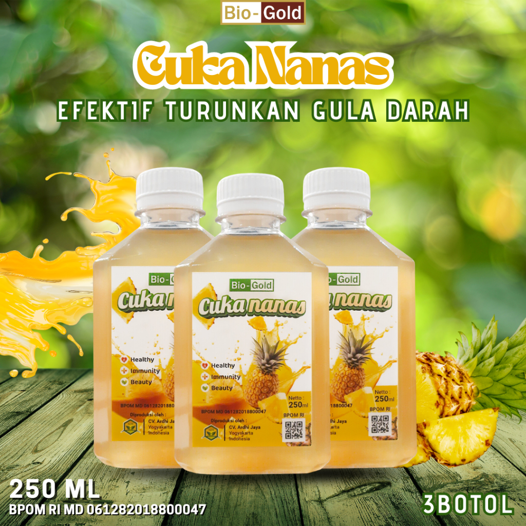 

BIO GOLD Cuka Nanas 250ml Organik With Mother 3 Botol Bantu Menurunkan Kadar Gula Darah Diabetes