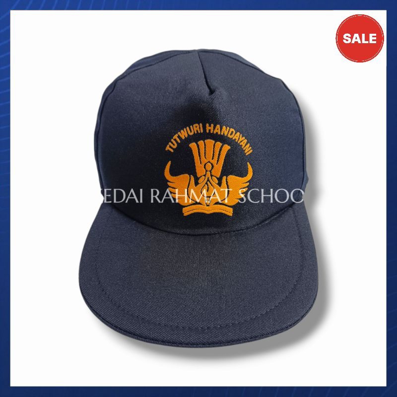 Topi Sekolah SMP Biru Dongker Bahan Drill Lapis Furing