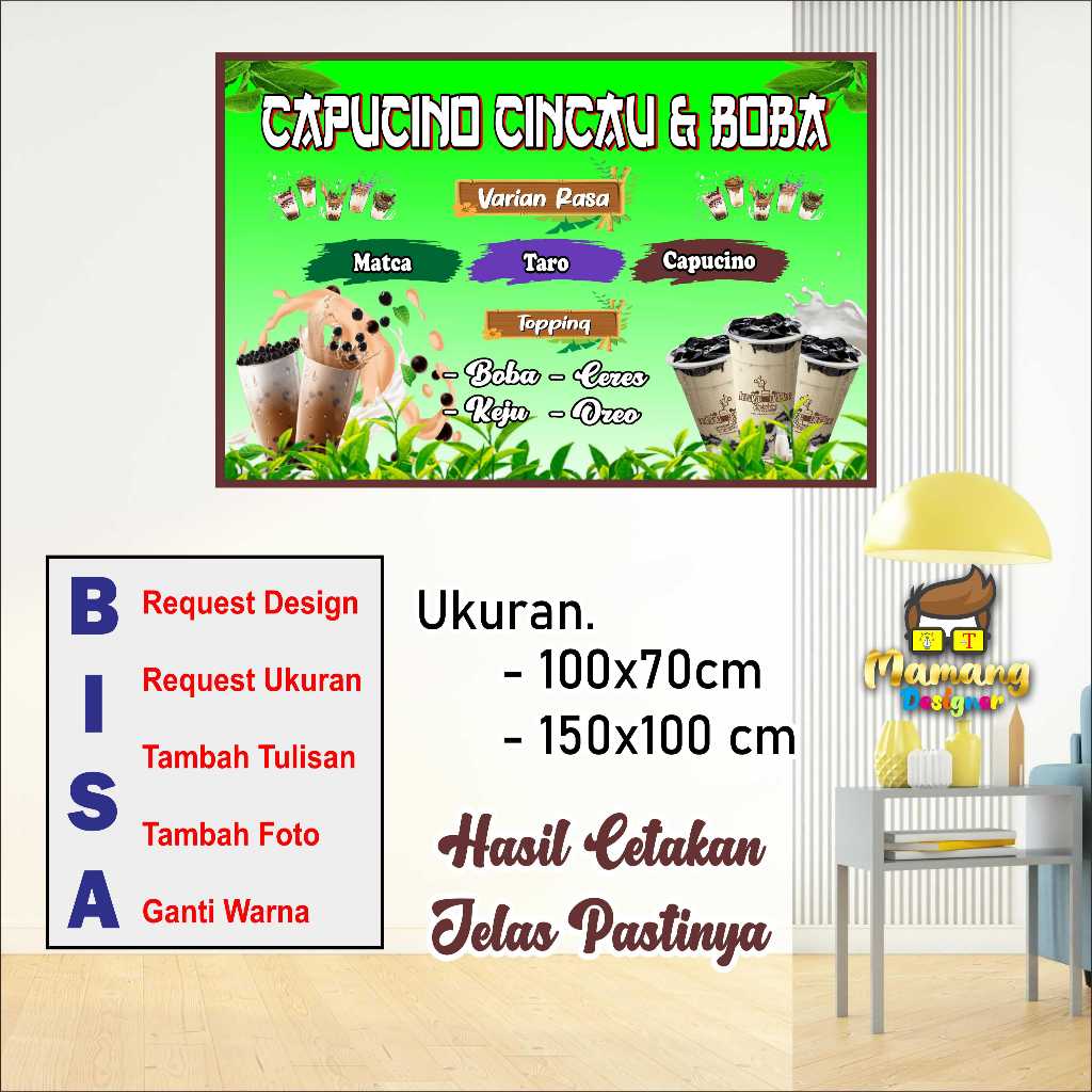 Cetak Spanduk Banner Keren Cappucino Cincau dan Boba bb