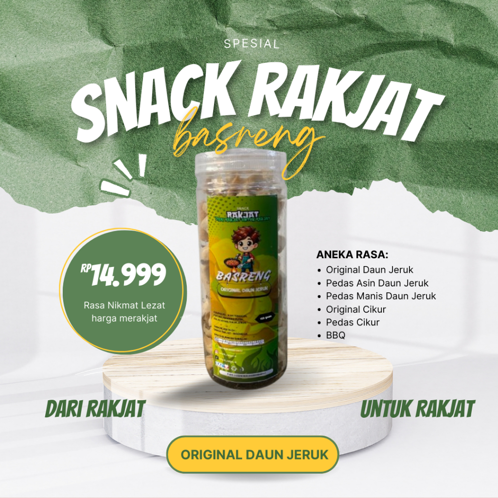 

BASRENG RAKJAT - Original Daun Jeruk - kemasan 150 gram Cemilan Basreng dari Rakjat untuk Rakjat