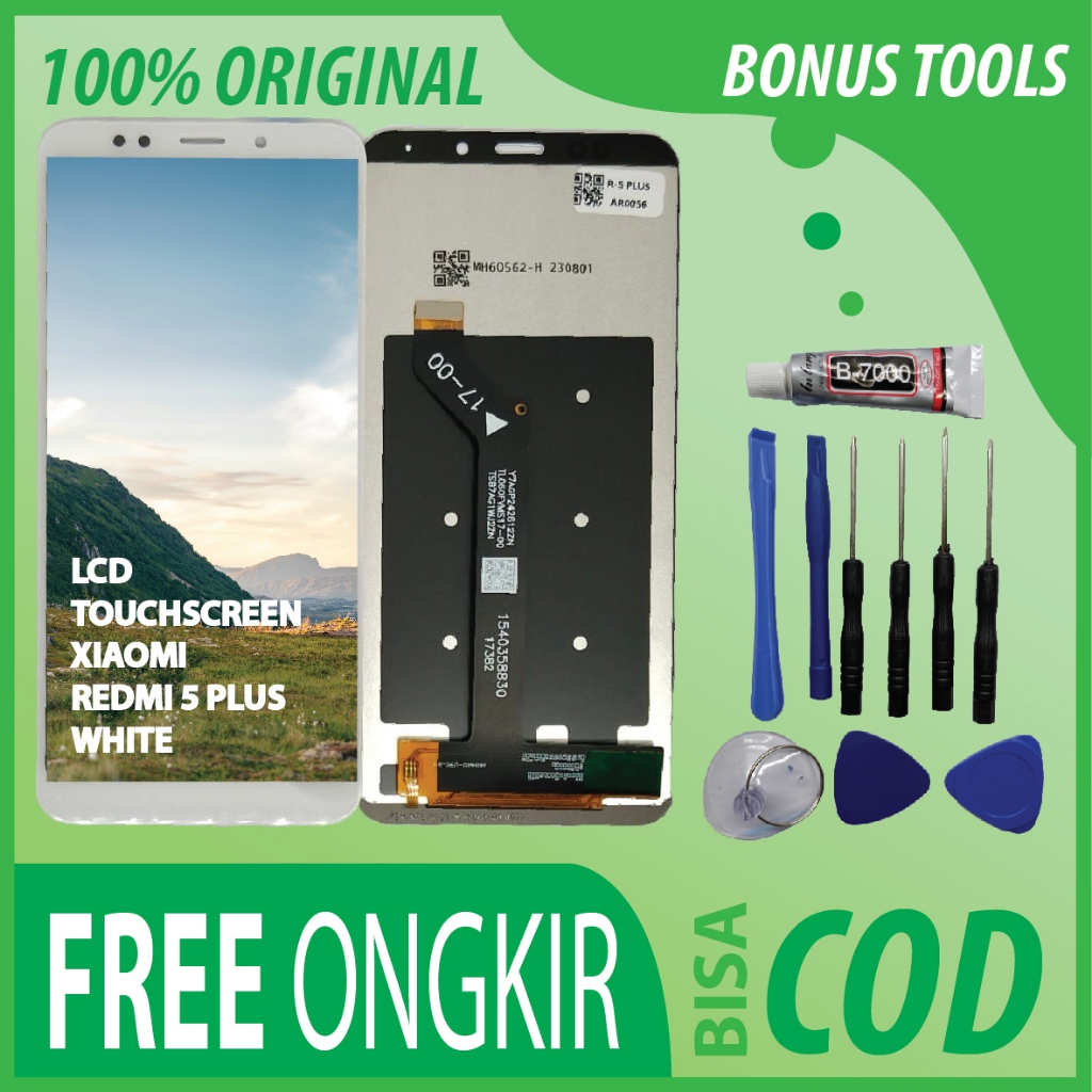 【ORIGINAL 100%】LCD TOUCHSCREEN XIAOMI REDMI 5 PLUS WHITE FULLSET TOUCHSCREEN / ORIGINAL100%