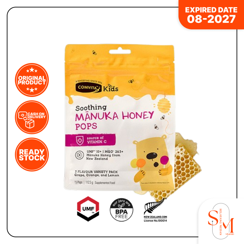 

Permen Comvita Kids Soothing Pops with UMF 10+ Manuka Honey Madu Anak isi 15 Pops