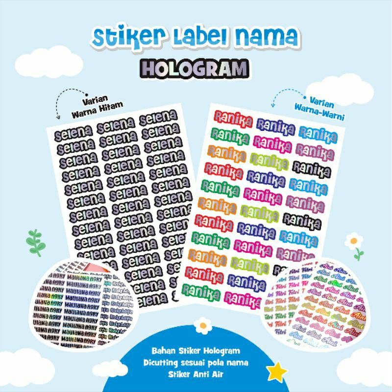 

(SEHARI JADI) Sticker Label Nama Hologram Pelangi / Stiker Helm, Alat Tulis Kantor, Perlengkapan Sekolah