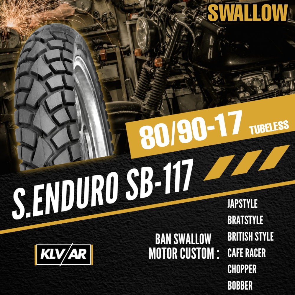 Ban Swallow Street Enduro Sb-117 Ban Tubeless Dual Purpose Ring 17 Ukuran 70/90-17 , 80/90-17 , 90/9