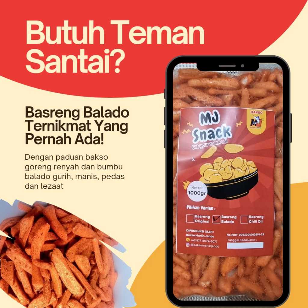 

Basreng Balado MJ Snack 1kg Cemilan Instan