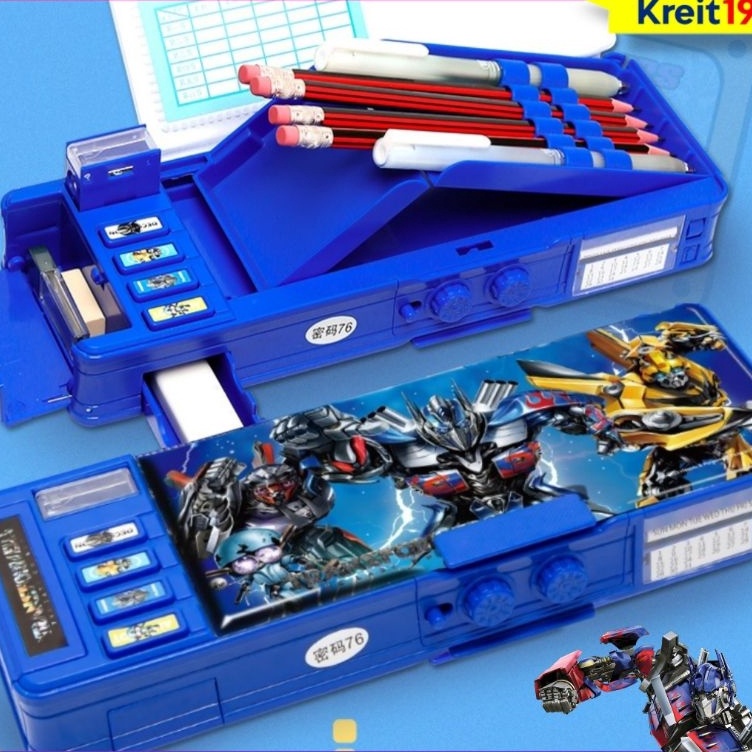 

KODE S6R Kotak Pensil Anak Laki Laki Kode Sandi Pencil Case Tempat Pensil Transformer Password