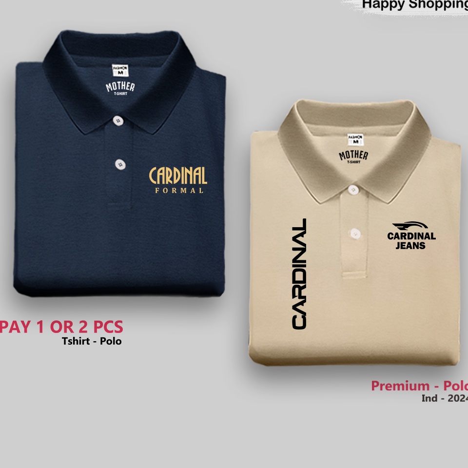 BUY 1 GET 2 PCS PROMO COD Baju Kaos Polo Pria Lengan Pendek  Baju Kaos Logo Cardinal  Baju Kaos Dist