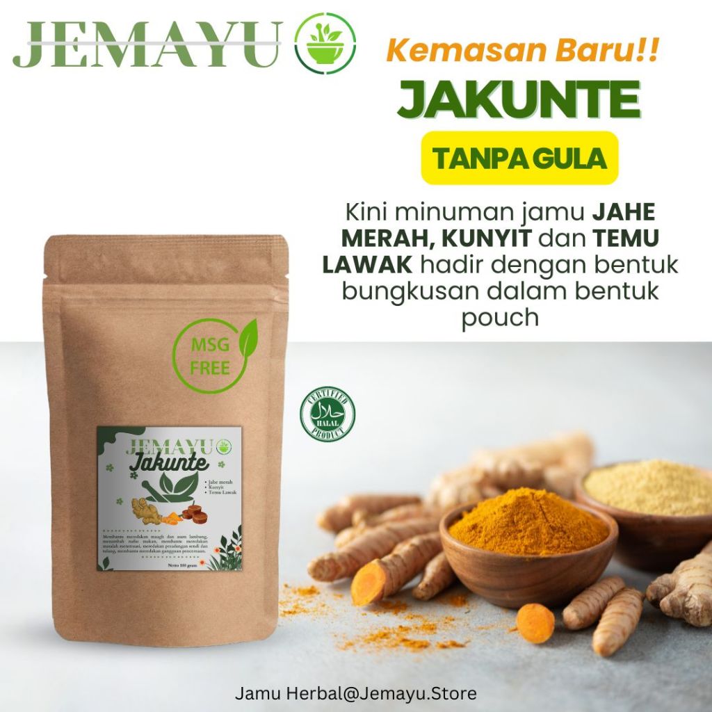 

Jakunte Jahe Merah Kunyit Temulawak Bubuk Murni Jamu Tanpa Gula Herbal Original