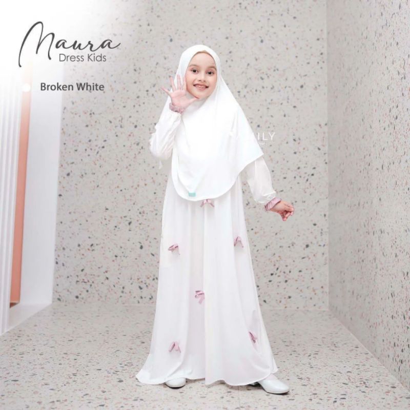 Akhira Cloth - Gamis Anak Perempuan Maura Syari Bahan Crinkle Airflow Plus Hijab Usia 5-14 Tahun Dre