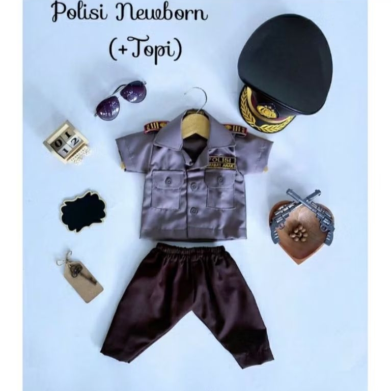 KOSTUM POLISI NEWBORN/BAYI/ANAK/KOSTUM POLWAN ANAK/KOSTUM PROFESI ANAK/KOSTUM ANAK LAKI-LAKI/BAJU PO