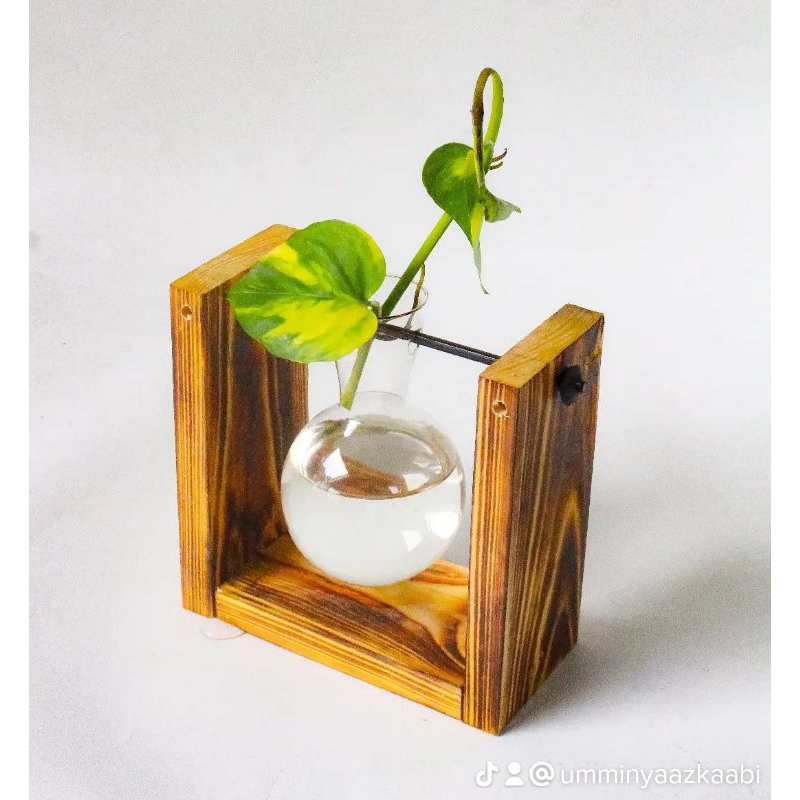 single vas kaca gantung motif coklat