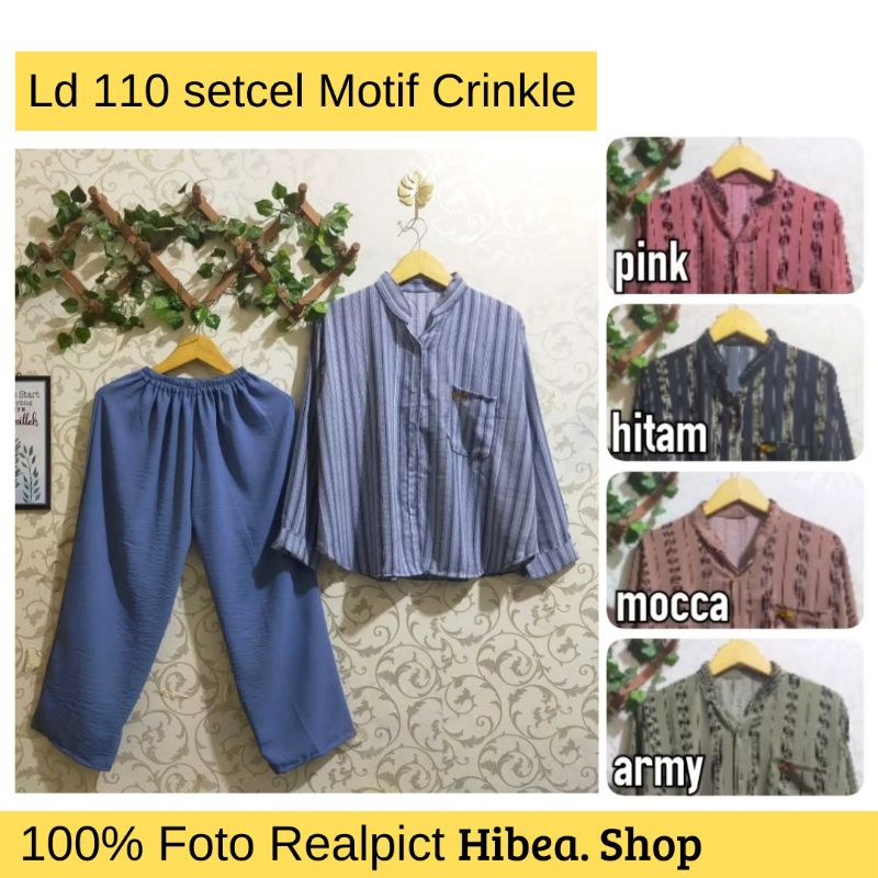Ld 110 setcel crinkle premium/setelan wanita kekinian/setcel crinkle airflow/setelan wanita terbaru