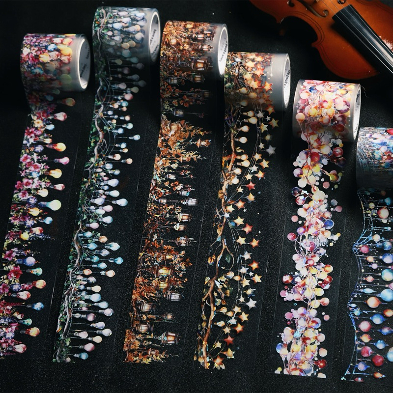 

(2CC) washi tape selotip transparan hologram lampu hias kristal crystal lampion lantern journaling