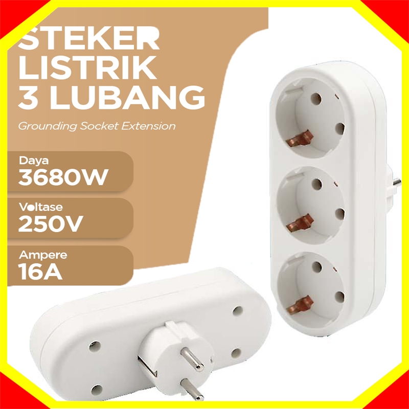 DLV Steker Listrik 3 Lubang Grounding Socket /socket listrik 3 pin/APEN Steker Listrik 3 Lubang