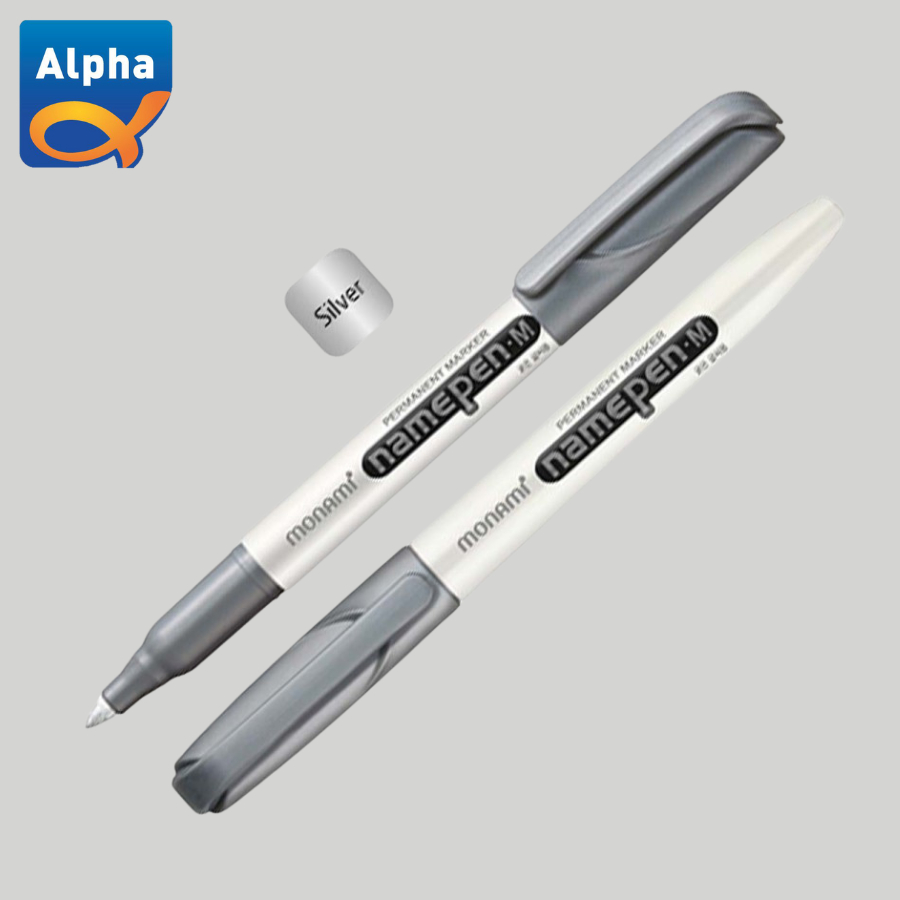 

[Monami] Name Pen M / Permanent Marker - Silver