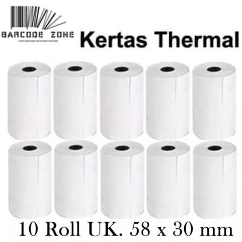 

Kertas Thermal 58x30mm isi 10 Roll