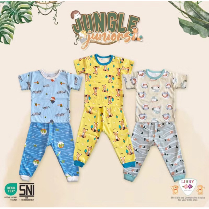 Libby baby/Velvet Junior~ set CPR baju pendek + celana panjang size S,M,L,2L,XL,XXL
