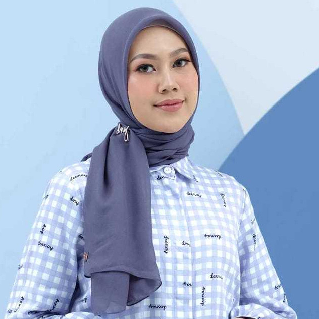 HIJAB POLOS GREY DEENAY PLAIN SQUARE PASHMINA PARIS ULTRAFINE ADA SEGITIGA INNER
