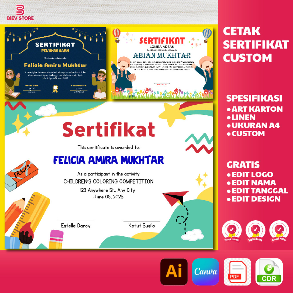 

SERTIFIKAT PENGHARGAAN ANAK | CETAK SERTIFIKAT PENGHARGAAN | SERTIFIKAT FREE DESIGN | SERTIFIKAT