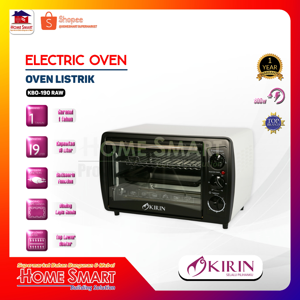 Kirin KBO-190RAW Oven Listrik 19L - KBO 190 RAW
